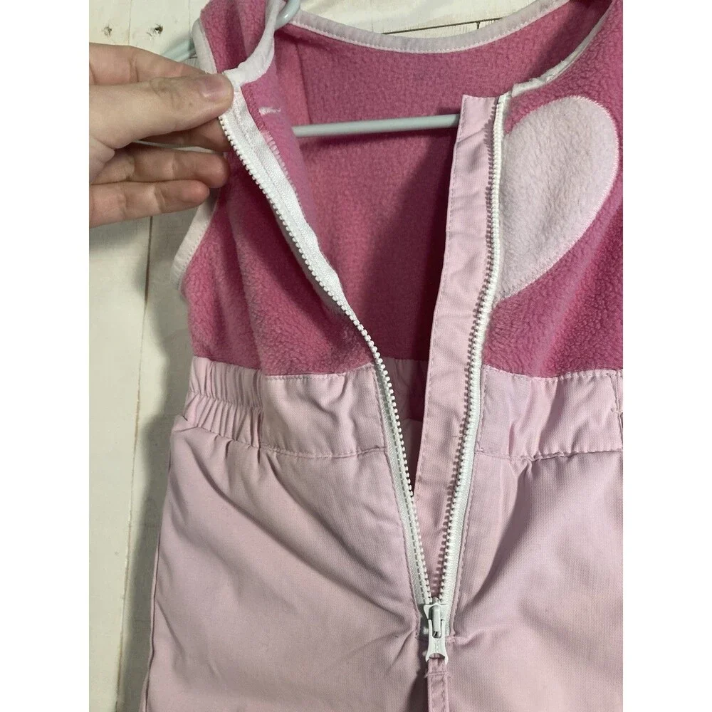 Vintage Columbia Baby Girls Pink SnowPants‎ Bib Heart 12 Months Winter Gear